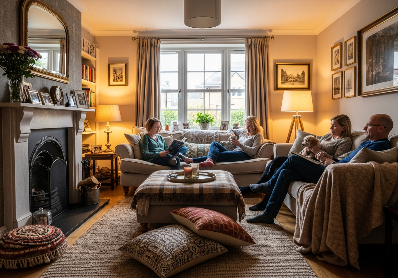 Comfortable homeowner relaxing in a warm, well-insulated home in Walsall